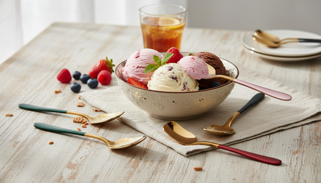 5-Color Square-Head Dessert Spoon for Ice Cream
