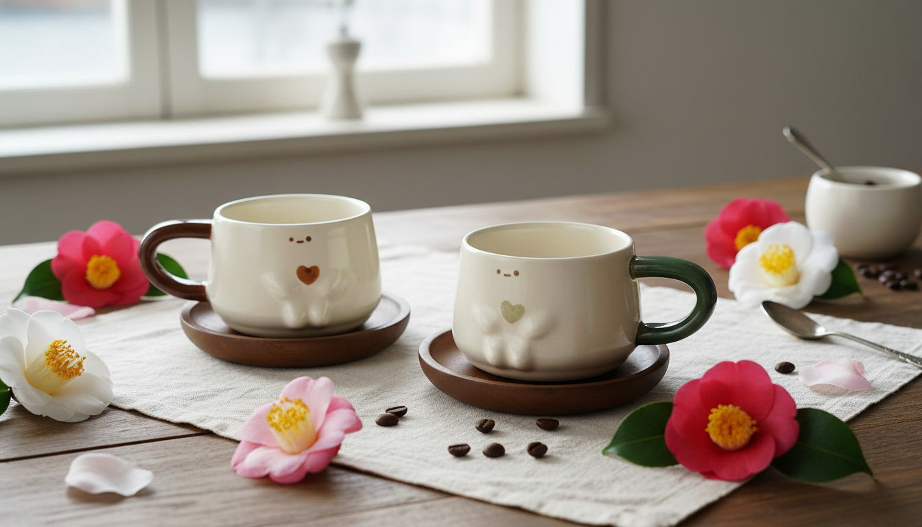 Camellia Flower European Ceramic Mug for Tea & Coffee