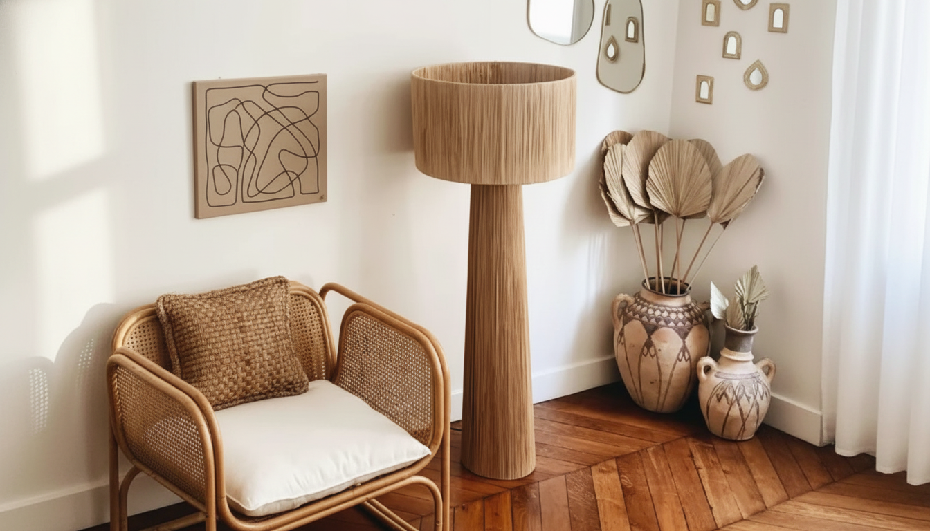 Rattan Floor Lamp for Cozy Corners: Modern Handmade Glow