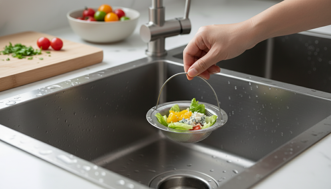 Handle Sink Strainer Basket: Stainless Steel Clog Helper