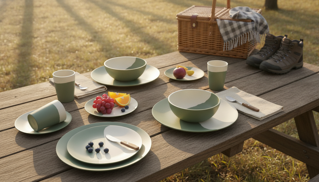 Bamboo Fiber Dinnerware Set: Eco-Friendly & Travel-Ready