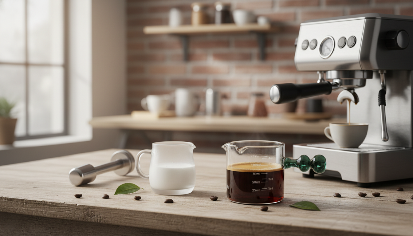 Glass Measuring Cup for Espresso & Milk with Handle