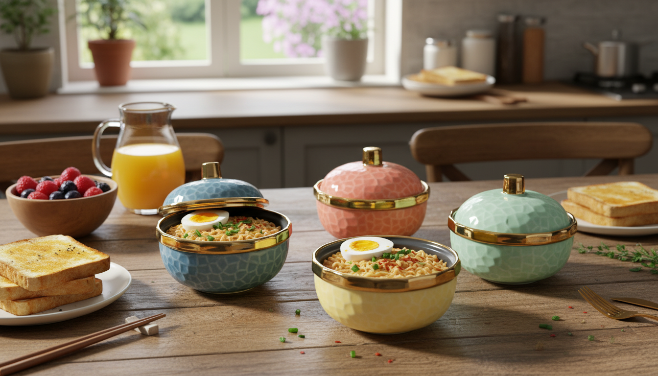 Porcelain Stew & Soup Pot with Lid for Noodles & Eggs