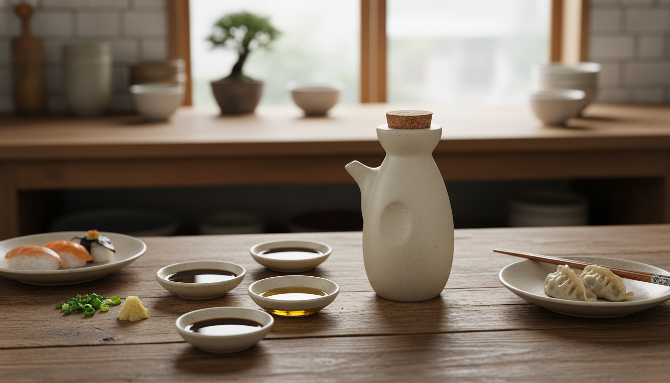 Retro Japanese Ceramic Dispenser for Oil, Soy & Vinegar